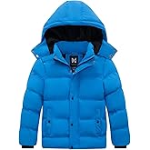 KVE Boy's Hooded Winter Coat Warm Puffer Jacket Thicken Quilted Coat with Removable Hood