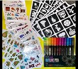 FACEGEM LONDON Glitter Tattoo Kit Kids Temporary Markers Stencils Party Gift view 3
