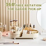 BULLA 360 Rotating Makeup Organizer 2 in 1 Milky White 5 Compartments view 3