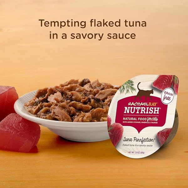 NUTRISH GRAIN FREE WET CAT FOOD TUNA PURRFECTION WHOLE HEALTH BLEND WITH REAL TUNA FLAKES IN A SAVORY SAUCE, 2.8 OZ. CUP (RACHAEL RAY) (PACK OF 12)