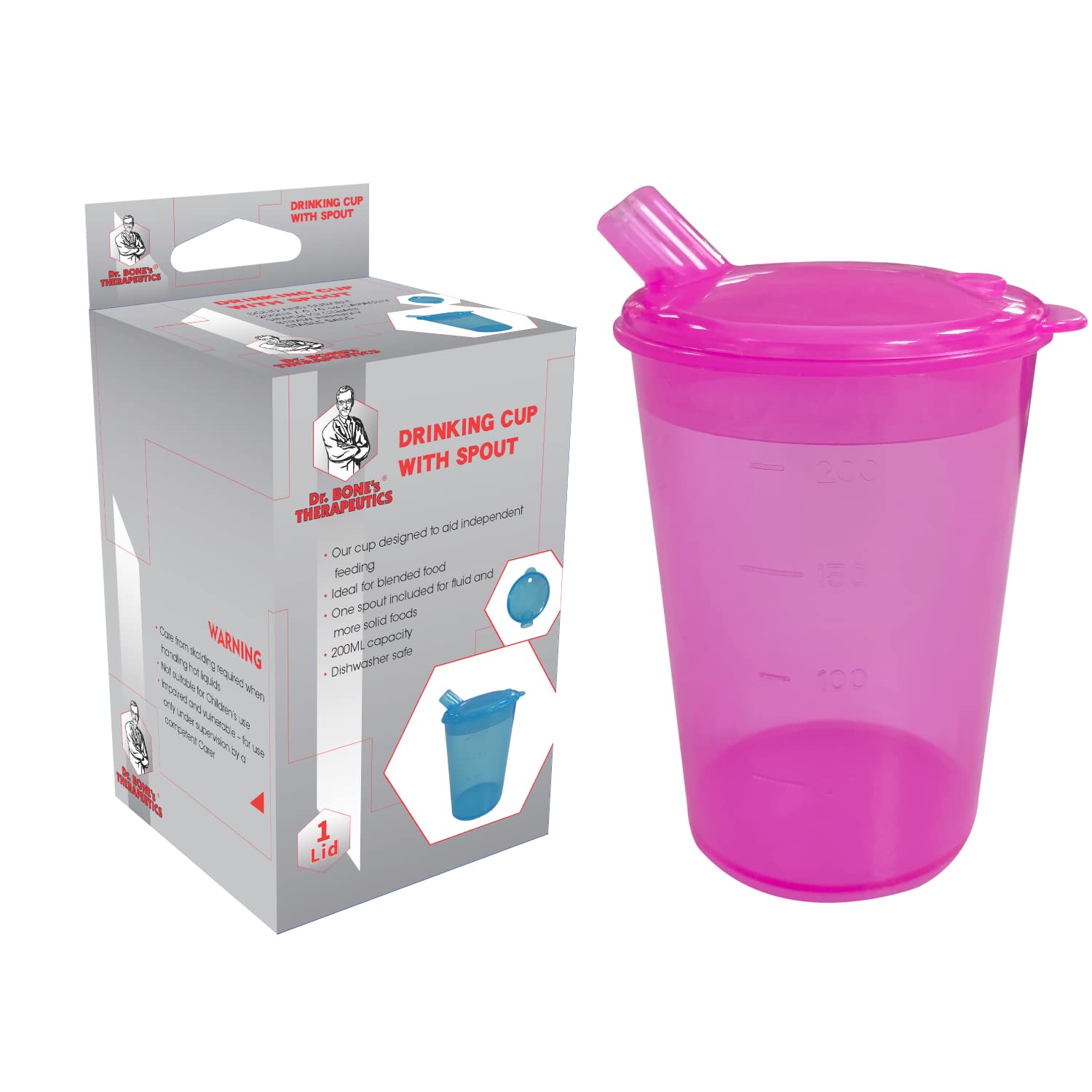 Adult Drinking Cup with Spout, Sippy cup for adults ideal for Those who Struggle with Solid Foods, Adult sippy cup for Elderly, Less able , beakers for adults with Lip Spout Non Spill Cups (Pink)