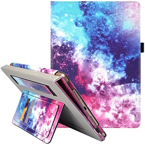 TsuiWah New iPad 9.7 Vertical/Horizontal Kickstand Hand Strap Case,Premium Vegan Leather Protective Cover for New iPad 9.7 Inch 2017 / iPad Air 2 / iPad Air, Galaxy Sky