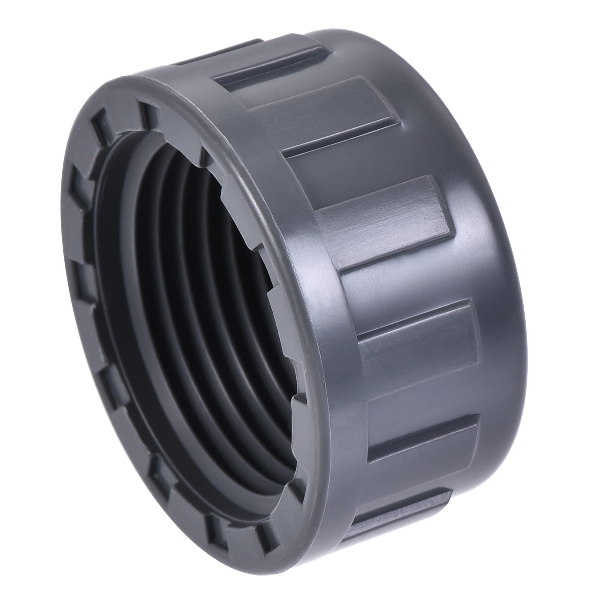 sourcing map 1PT Pipe Fitting Cap, PVC Round Female Thread Hose Connector, for Garden and Outdoor Water Pipes End, Gray 6Pcs