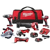 Milwaukee M18 18-Volt Lithium-Ion Cordless Combo Kit (6-Tool) with Two Batteries, Charger and Two Tool Bags