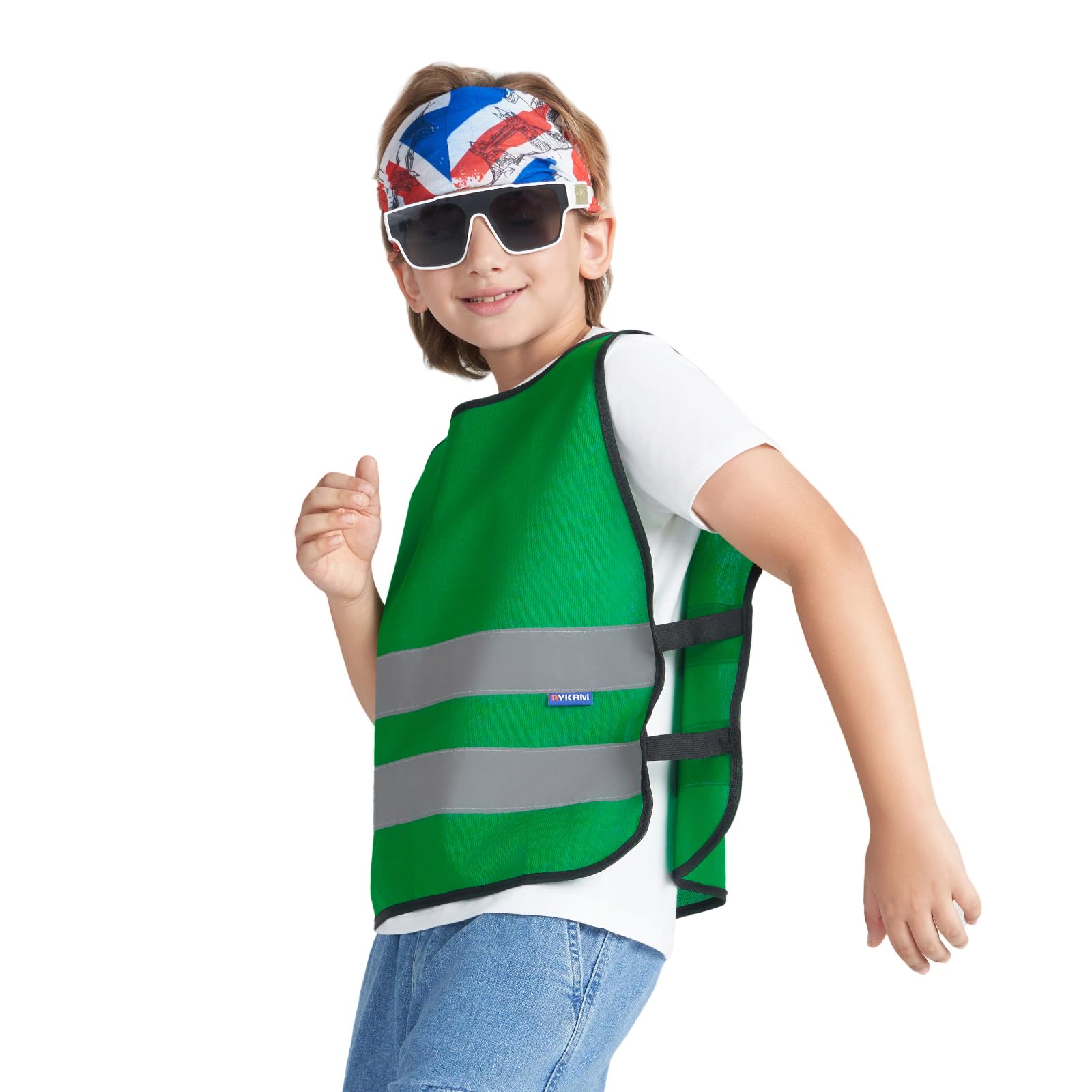 AYKRM Green Hi Vis Vests for Kids 2-5 Year Kids High Visibility Reflective Vest green High Vis Vests for Kids