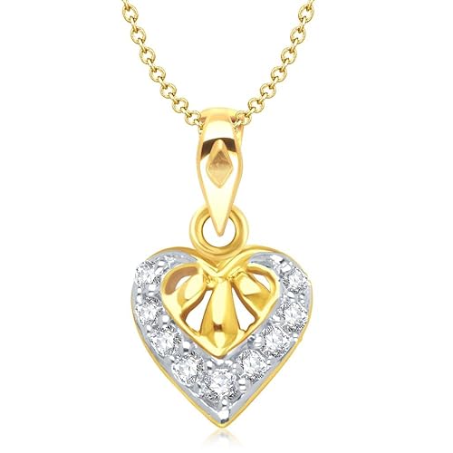 Vina Jewels Valentine Sweet Love Heart Shape Gold and Rhodium plated Pendant - P1155G [VKP1155G]
