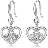 Celtic Witches Knot Sterling Silver Witch Earrings - Abalone Shell Birthstone Drop Dangle Leverback Celtic Earrings - Mother's Day Gifts for Women, Sisters, Best Friends