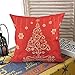 Homar Throw Pillow Covers Red - Christmas Tree Print Pattern Decorative Pillow Case - Washable Cotton Linen Square Zippered Pillowcase Cushion Cover Standard Size 18 x 18 for Couch Sofa Bed Home Decor