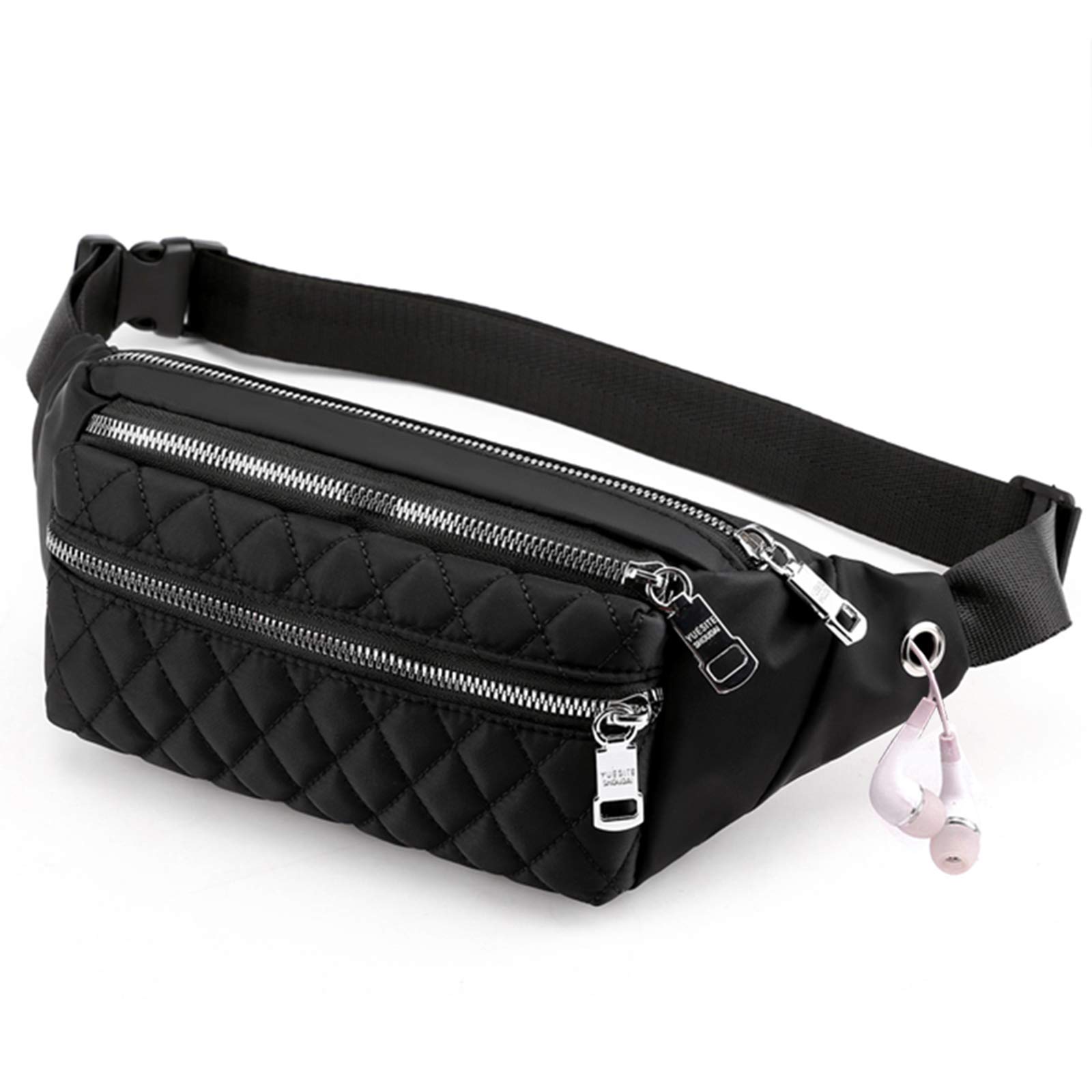 Black Designer Fanny Pack for Women Men Waterproof Travel Waist Bag Cute Small Fanny Pack Crossbody Purse Running Hiking Waist Pack Girls Belt Bag Fashion Walking Fanny Pack
