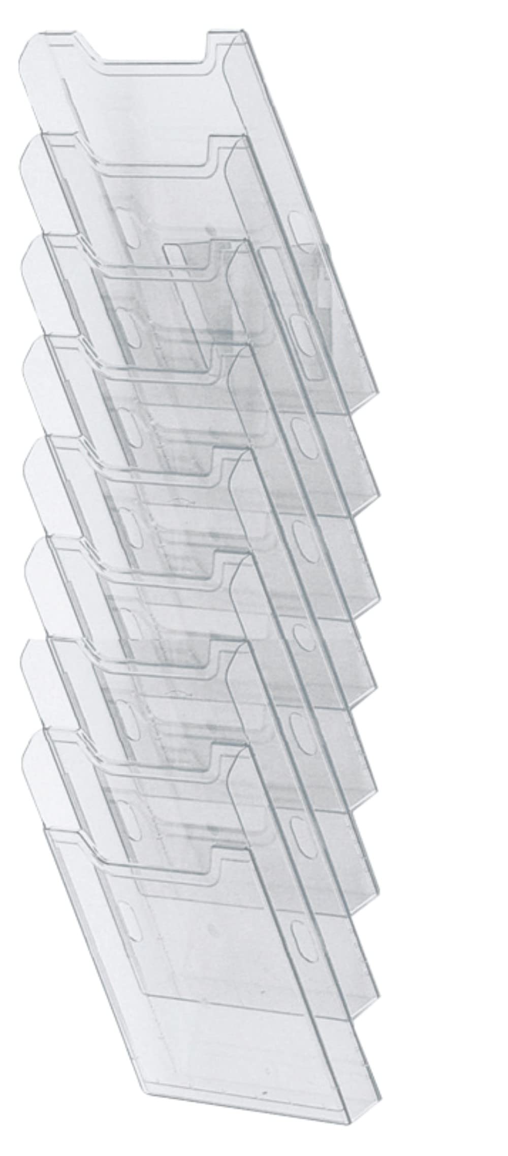 Exacompta - Ref 64858D - Wall Literature Display Holder - 155 x 239 x 665mm in Size, Suitable for Horizontal A4 Documents, 6 Compartments, 26mm Deep Pockets - Clear