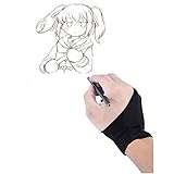 HITOP 2 Fingers Artist Glove for Drawing Tablet Display LED Light Box Tracing Light Pad Free Size Black