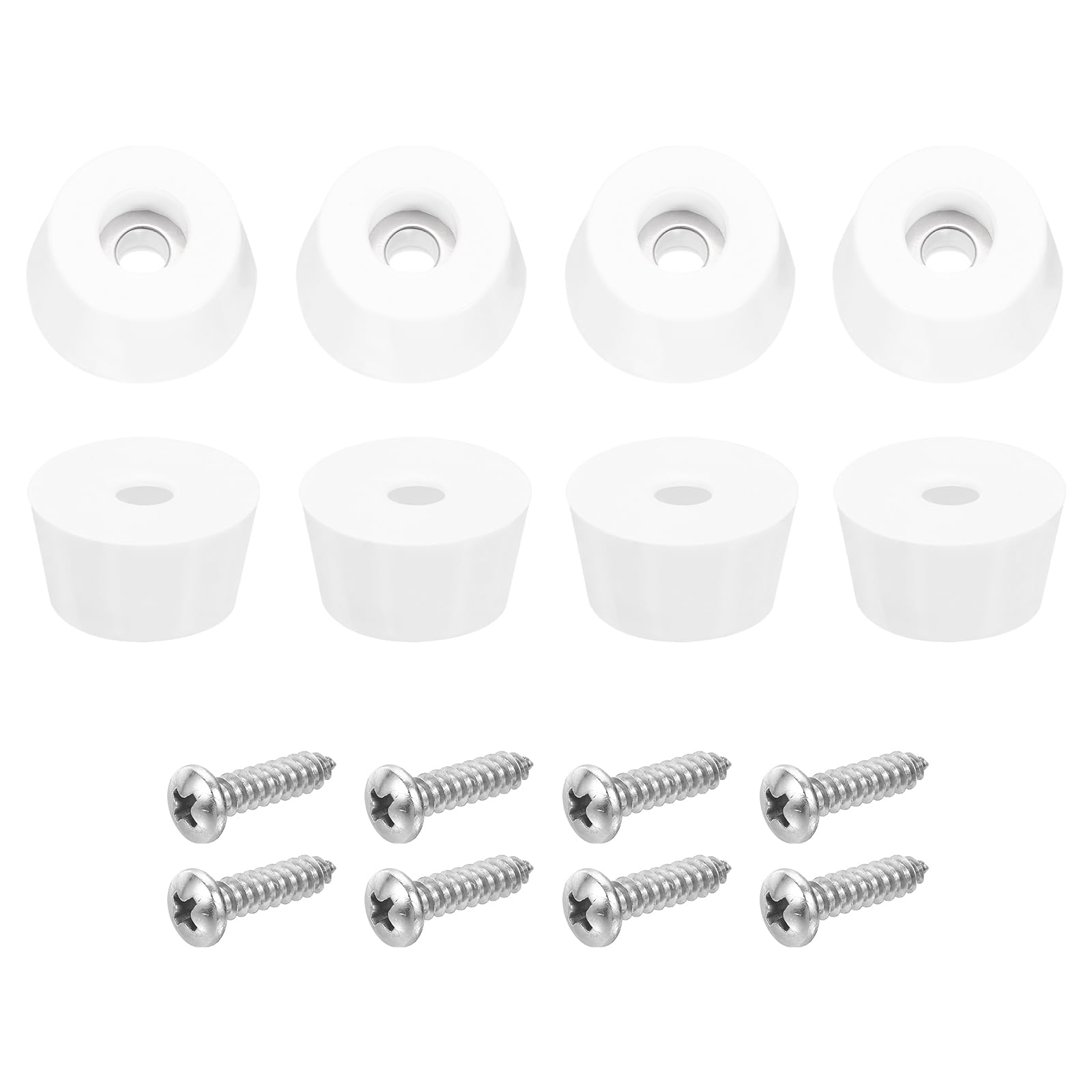 uxcell 8Pcs Rubber Bumper Feet, 13mm H x 24mm W Round Pads with Stainless Steel Washer and Screws for Furniture, Appliances, Electronics