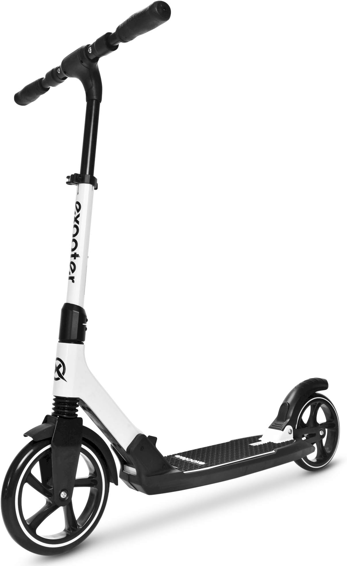 EXOOTER M7 Manual Adult Kick Scooter with Dual Suspension Shocks and 240mm/200mm Big Wheels.