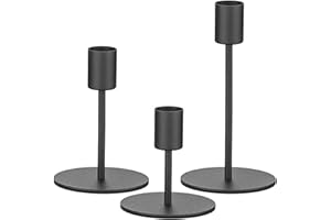 smtyle Halloween Short Black Candlestick Holders Taper Candle Holders Set of 3 Candlestick Holder Ideal for Table Centerpiece Dinner Party Wedding