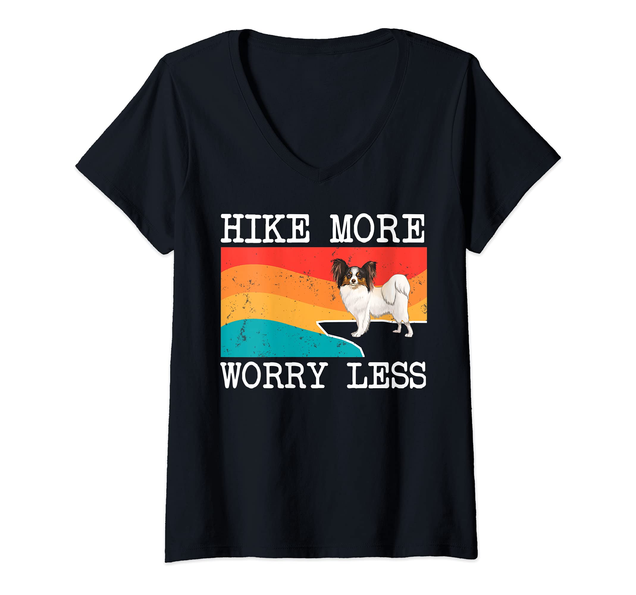 Womens Hike More Worry Less Soft Coated Wheaten Terrier Dog Hiking V-Neck T-Shirt