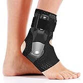 DRwelland Ankle Brace with Side Stabilizers -Adjustable Ankle Support for Sprains, Sports Injuries, Plantar Fasciitis, Injury Recovery, Best Ankle Support for Running, Basketball, Volleyball (Medium)