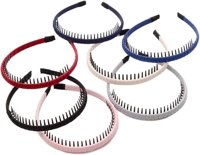 HugeDE 6 Pcs Cloth Covered Plastic Headbands Hairband