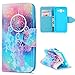 For Samsung Galaxy J3 2016 Case, Express Prime Case, Amp Prime Case, Stand Feature, Double Layer Shock Absorbing Premium Soft PU Leather Printed Book Design Wallet Cover Flip Cases, Dream Catcher