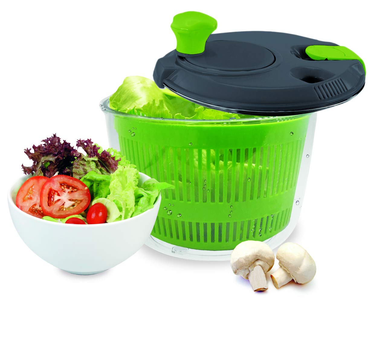 Nerthus Salad Spinner. Easy-To-Use, Compact, Multi-colour Plastic Salad Spinner with ABS, Acrylic Material and Natural Finish