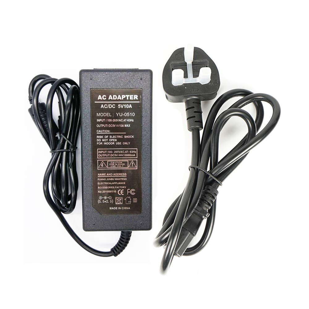 5V 10A Power Supply,AC100-240V to DC5V 50W Adapter Charger Transformers,Power Supply Adapter for Led Strip Lights,Audio/Video,CCTV,Camera,Wireless Router,DC Connector Jack 5.5mmx2.1mm