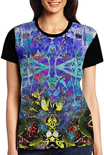 Women's T Shirts Trippy Acid Psychedelic 3D Digital Raglan Casual Short Sleeves Top