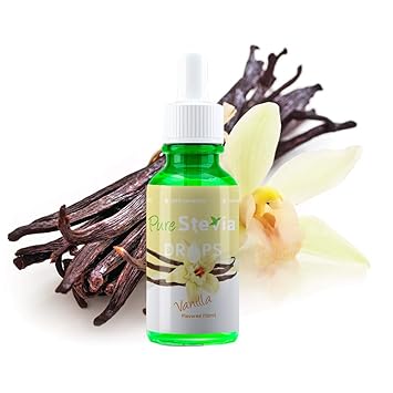 Stevia Tropfen Vanilla 50ml - Flüssiger Süßstoff - Natürliche Zutaten (Vanille) - PureStevia