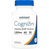 Nutricost Cognizin Citicoline (CDP-Choline) 1000mg, 60 Capsules, Vegan | GMO-Free, 30 Servings