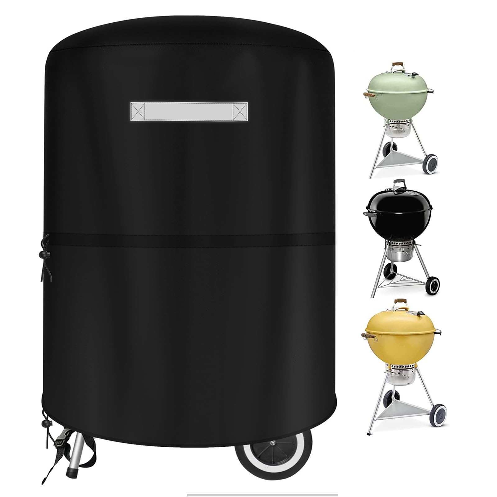 Photo 1 of Grill Cover for Weber 22 Inch Charcoal Kettle - Outdoor Heavy Duty Waterproof BBQ Barbecue Grill Cover for Weber Char-Broil 22 Inch Charcoal Kettle Grills with Hook-and-Loop Straps & Drawstring, Black