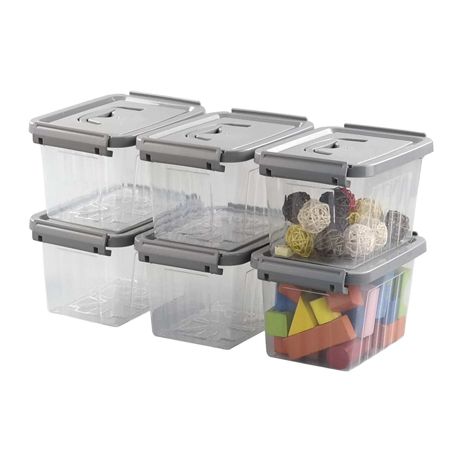 Gitany 3 Liter Small Plastic Containers Set of 6, Clear Storage Boxes with Lids