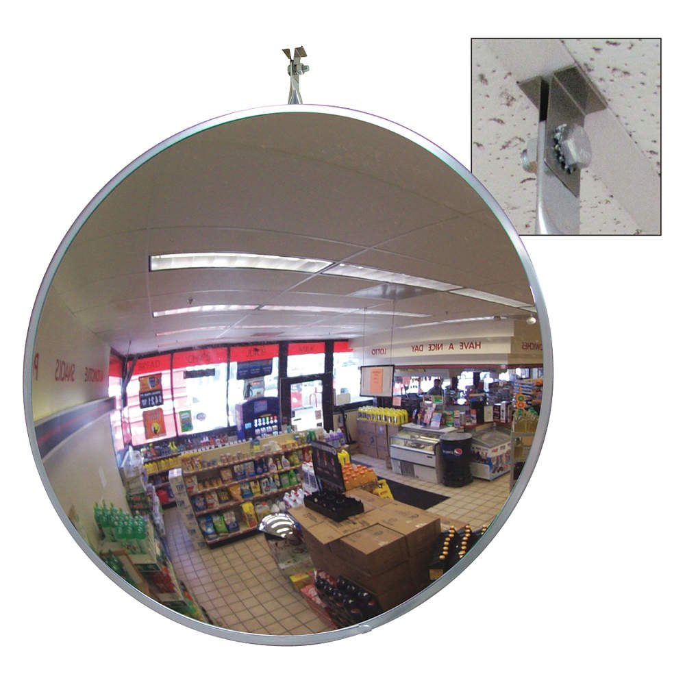 Acrylic Indoor Convex Mirror with "T" Bar Clip for Drop Ceilings, 26