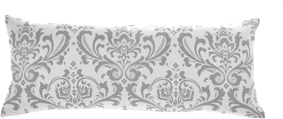 La Mode Couture White and Silver Pillow Lumbar Pillow Cover 14x 35 Maggie White