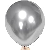 Firomi Metallic Silver Balloons 18-inch 12 Pack Large Helium Shiny Round Big Chrome Silver Thicken Latex Balloon for Wedding Birthday Party Kid's Party Balloons (with 1 Ribbon)