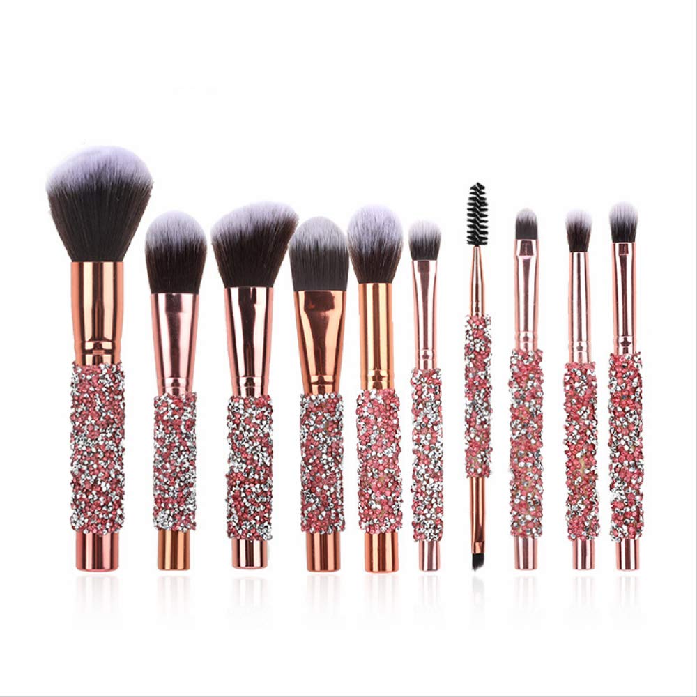 Makeup Brushes Ten Pink Diamond-Encrusted Make-Up Brush High-Fiber Wool Aluminum Tube Make-Up Brush