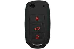 Coolbestda Rubber Flip 3 Buttons Key Fob Cover Remote Case Keyless Protector Jacket for VW Volkswagen Jetta GTI Passat Golf T