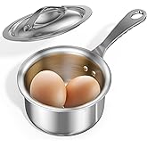 Macevia Mini Sauce Pan with Lid,Stainless Steel Butter Warmer Small Pot, For All Stoves Multipurpose Use for Home Kitchen or Restaurant (10.8oz/320ml) - Silver