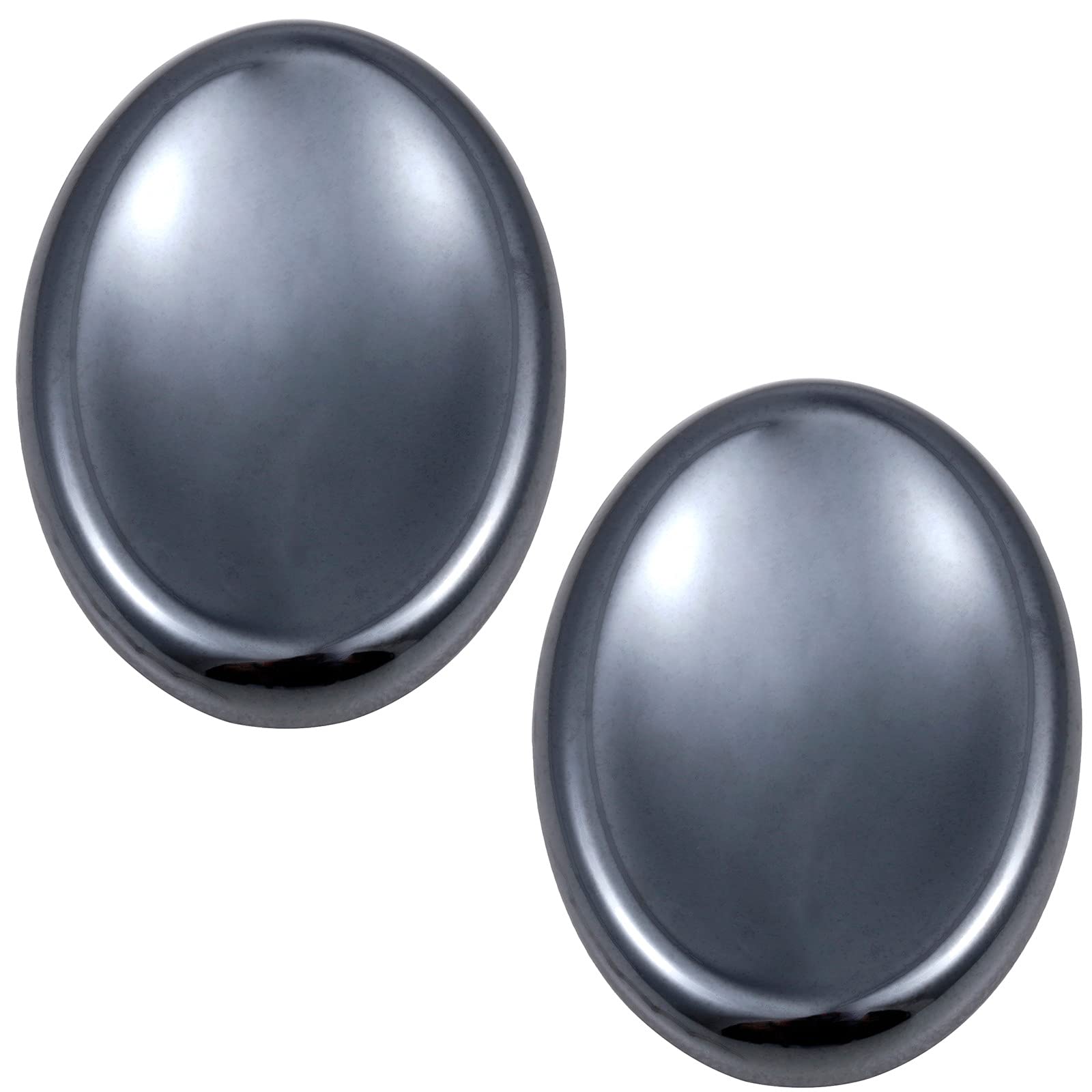 mookaitedecor Pack of 2 Hematite Thumb Worry Stones Healing Crystals for Anxiety Stress Relief, Small Polished Oval Worry Stones Thumb Stone Gift Reiki Good Luck Pocket Stones for Meditation