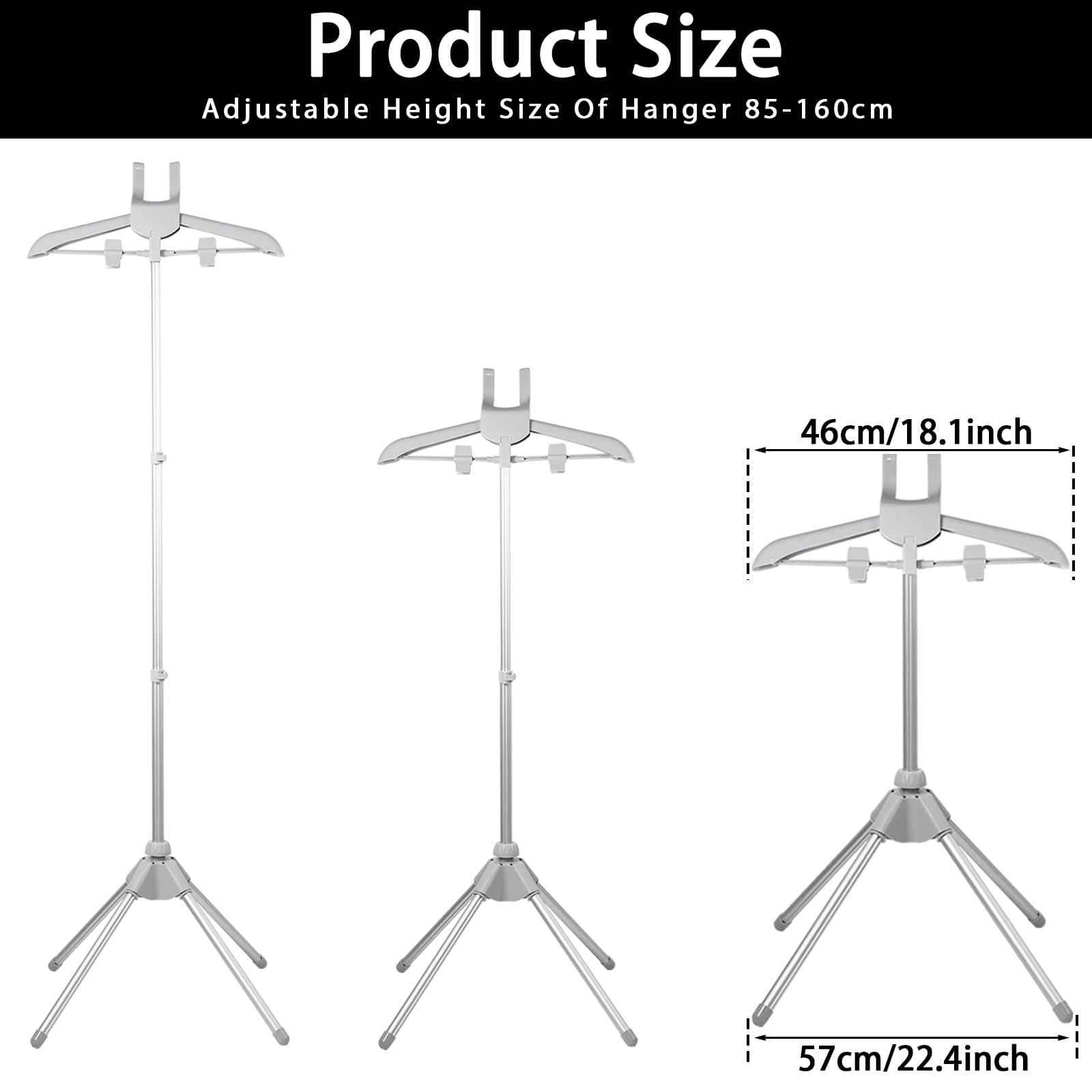 Handheld Garment Steamer Rack, Garment Hanger for Steaming Clothes Stand, Telescopic Garment Steamer Rack, Height Adjustable, Foldable Standing Garment Hanger for Steaming Clothes (grey)
