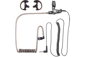 Remtise 3.5mm Receiver/Listen Only Acoustic Tube Headset Earpiece with One Pair Medium Earmolds for Two-Way Radios/Walkie Talkie Speaker Mics (Black)