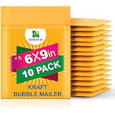 Kraft Bubble Mailers [10 Pack] Shipping Mailing Packing Padded Envelopes #0 (6" x 9")