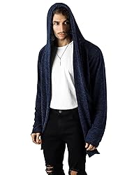Mens Hooded Cardigan Long Cardigans Sweater Shawl