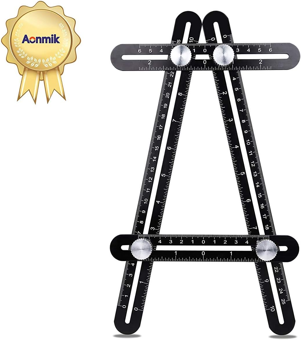 Universal Angularizer Ruler Full Metal Multi Angle Measuring Tool Ultimate Template Tool Upgraded Aluminum Alloy Multi Functional Ruler (black) gift for men or for women