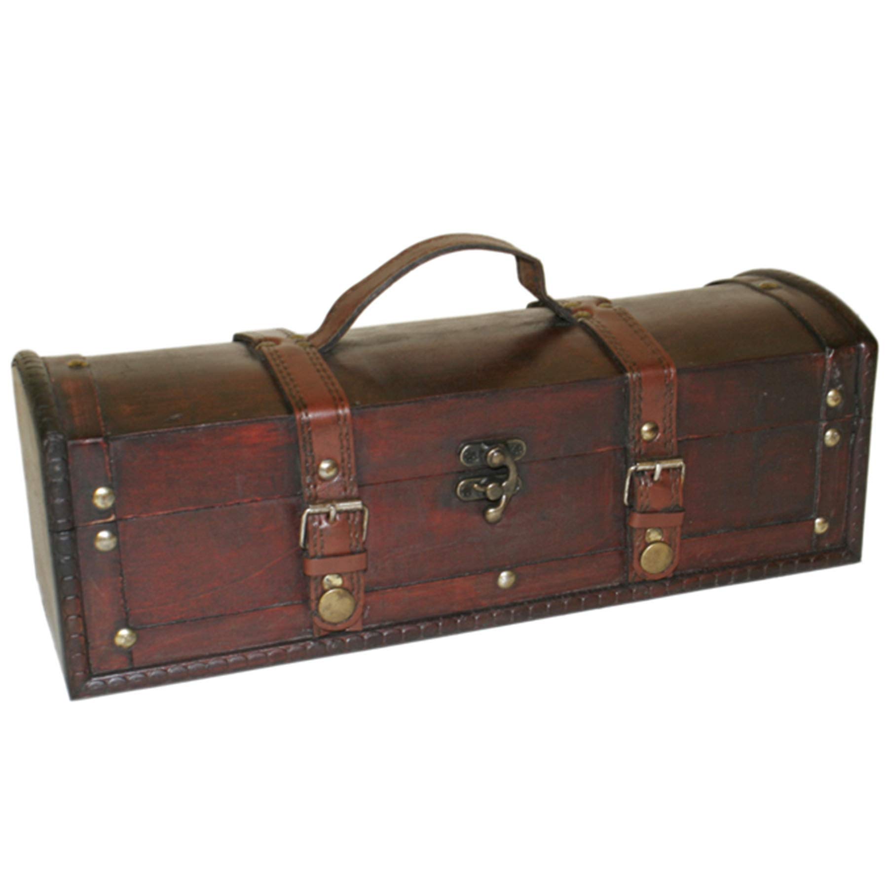 Rustic Hand Crafted Antique Look Wooden Long Pirate Treasure Chest Trinket/Storage Box with Handle. Approx Length 35cm by sd