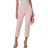 GRAPENT Capri Pants for Women High Waisted Pull On Dress Pants Slim Straight Leg Stretchy Waist Capris Trousers Pants