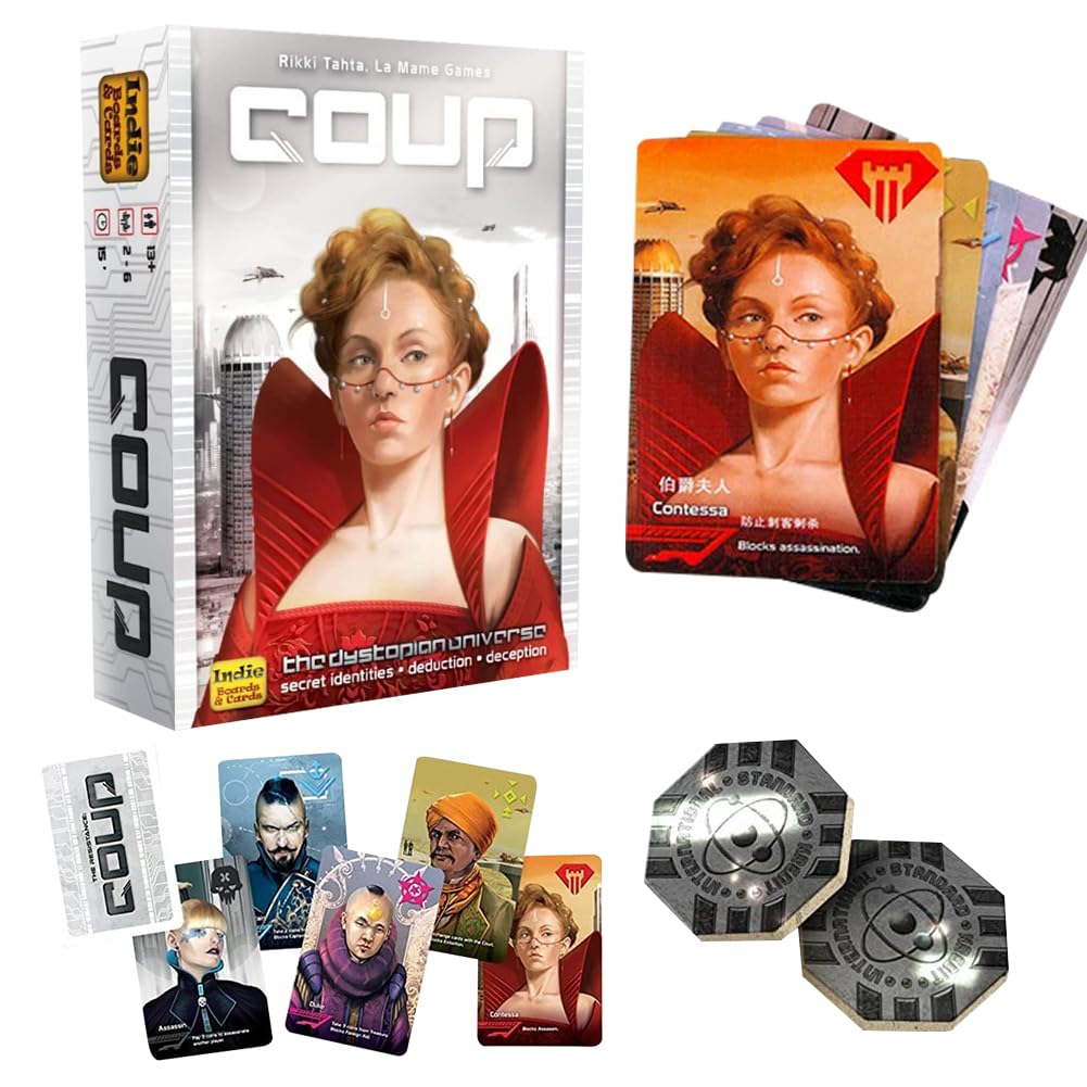 WFKKMEQ Coup Reform Card Game, Fun Bluffing Party Game for 2-6 Players, 15 Min Card Games Family Games, Perfect for Parties Game Night with Your Teens or Friends