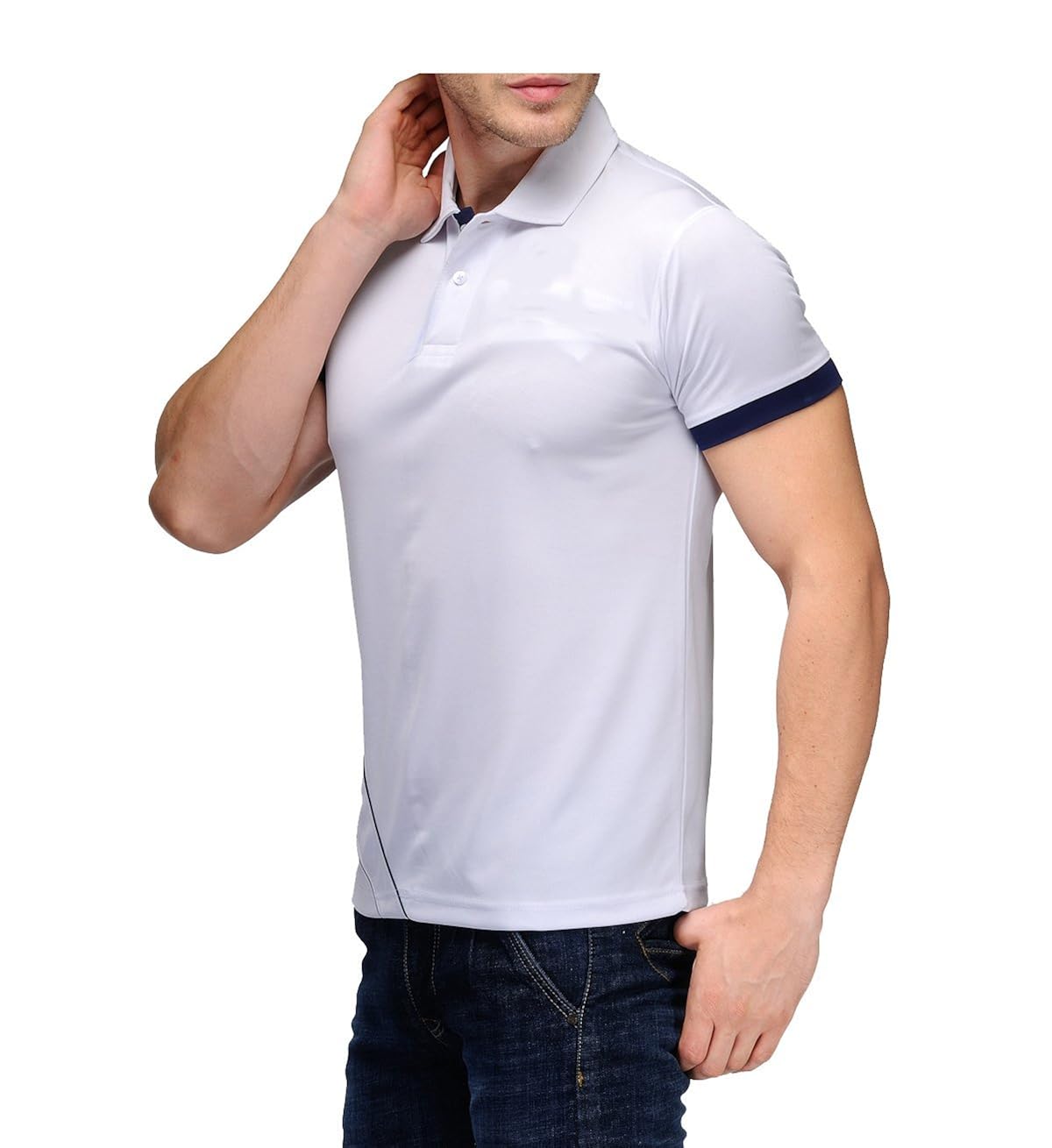 scott men's jersey collar neck sports dryfit t-shirt - white