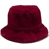 Umeepar Winter Faux Fur Fuzzy Bucket Hat Fluffy Warm Hat for Women Men