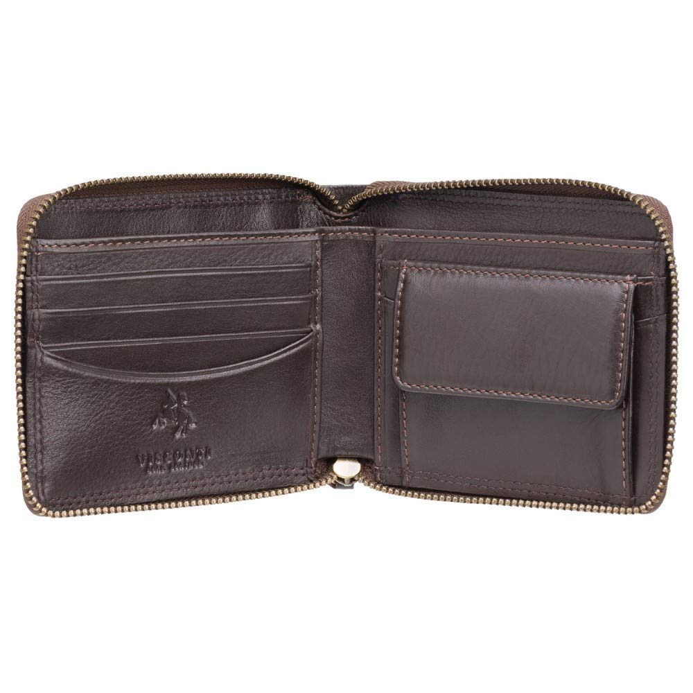 Visconti Leather Zip Around RFID Men's Wallet HT14 (Choco Brown)