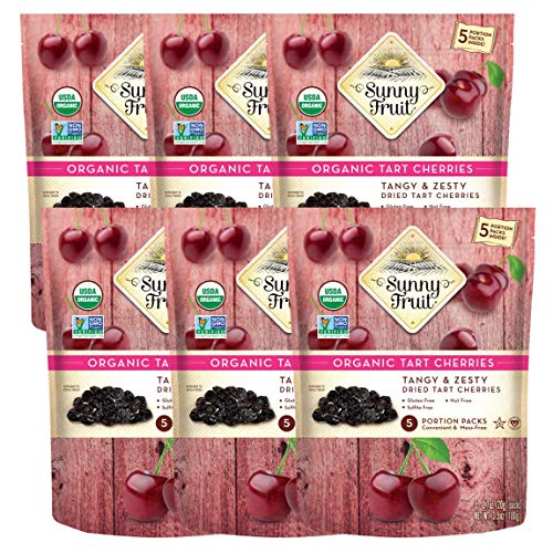 ORGANIC Dried Tart Cherries Sunny Fruit (6 Bags) (5) 0.7oz Portion