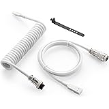 GUNMJO Pro Custom Coiled USB C Cable for Gaming Keyboard, Double-Sleeved Mechanical Keyboard Cable with Detachable Metal Avia