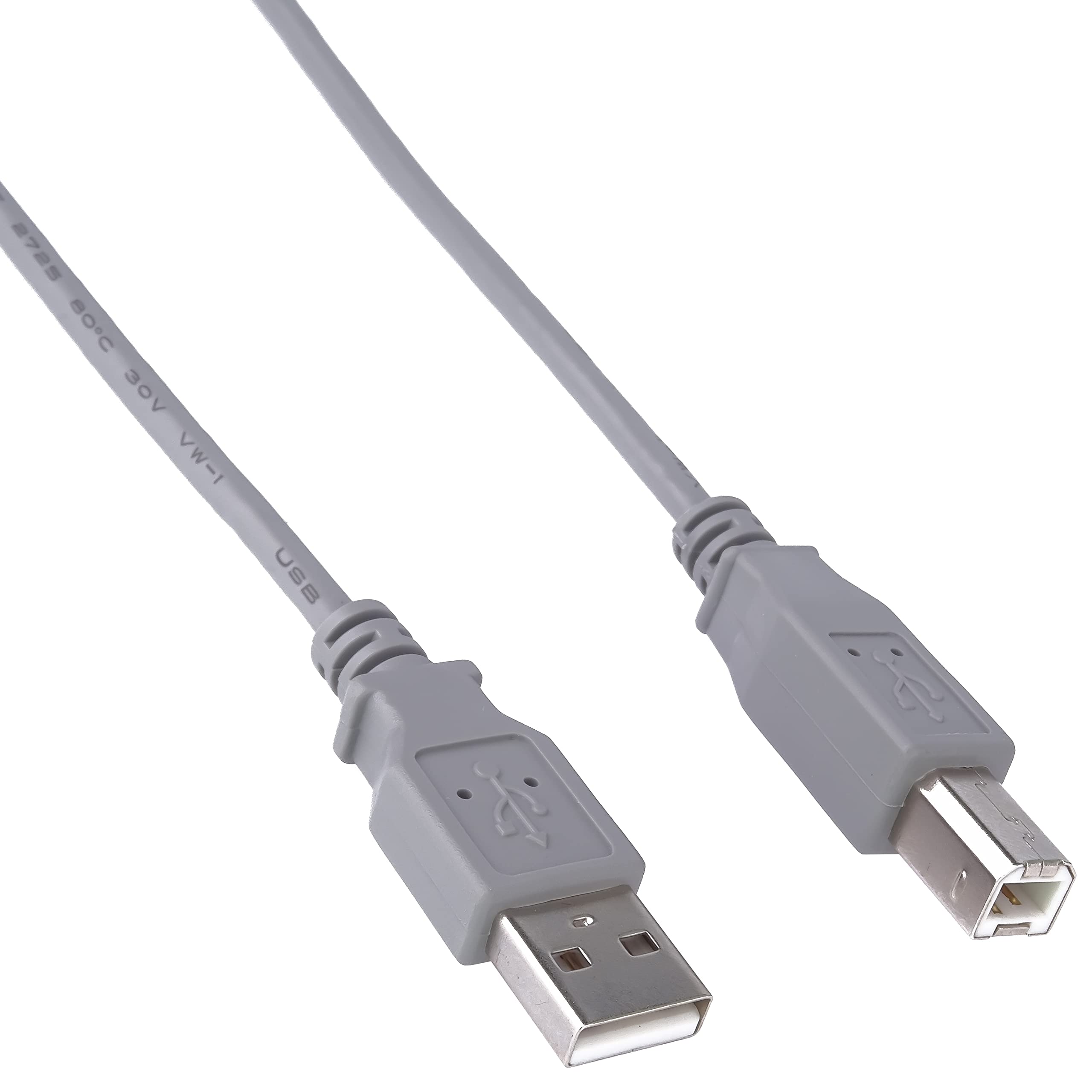 PremiumCord USB 2.0 High Speed Cable M/M 5 m, A Male to B Male, USB Connection Cable for Scanners etc., Double Shielded, AWG28, Colour Grey, Length 5 m